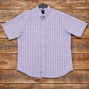 Tailorbyrd Men's XL Extra Large Collection Plaid Button Up Short Sleeve Shirt